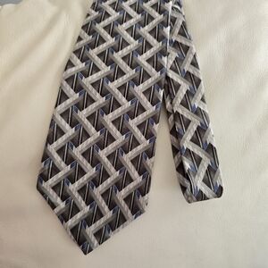 Arrow Brown and Blue Geometric Silk Necktie Tie
